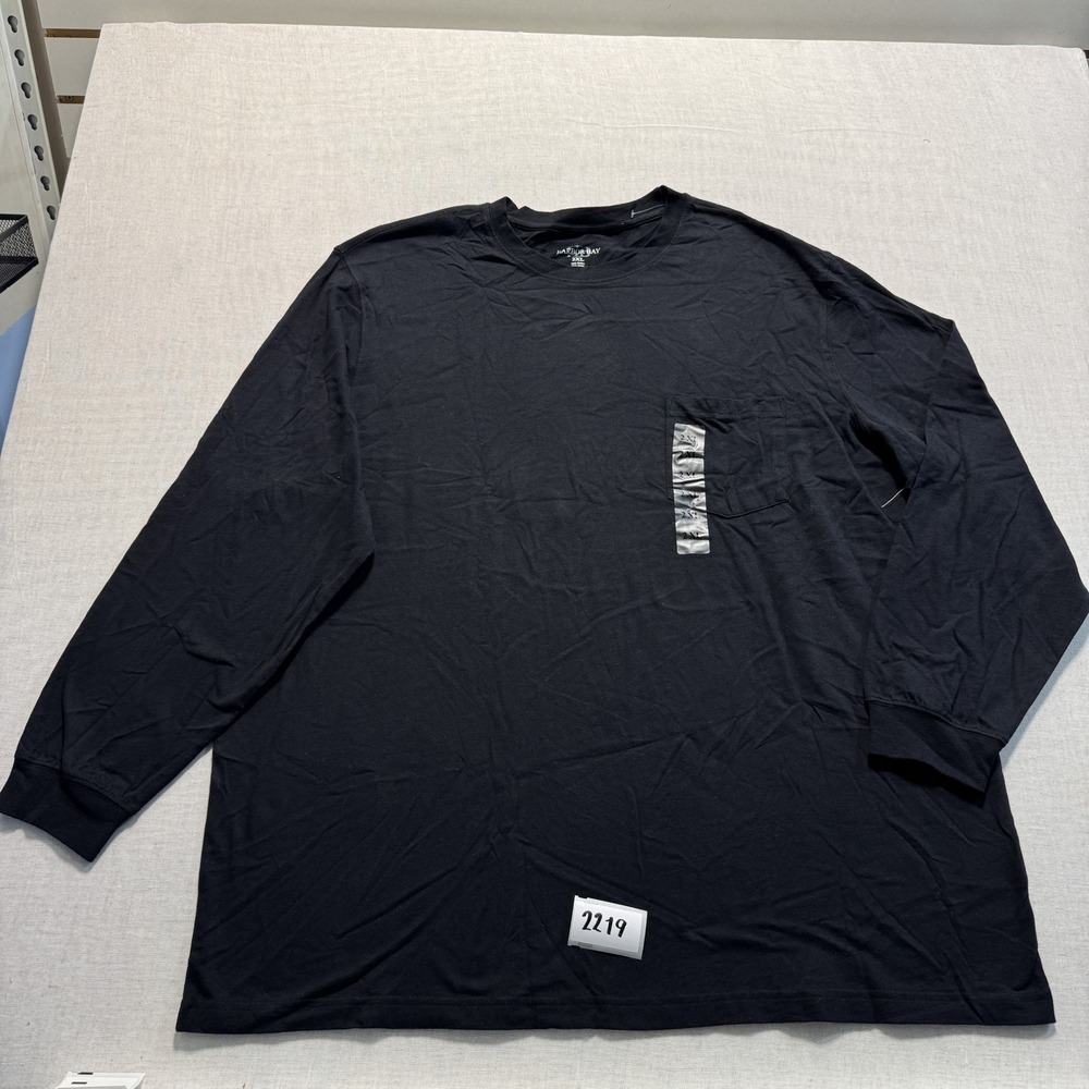 Harbor Bay‎ Long Sleeve Pocket T-Shirt Mens 2XL Black New Without Tags